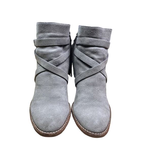 Sam Edelman Ankle Boots Womens 8M Merton Gray Suede Harness - Picture 1 of 15